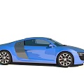 Blue Audi R8 Sports Car With Sleek Design Streamlined Body And Alloy Wheels