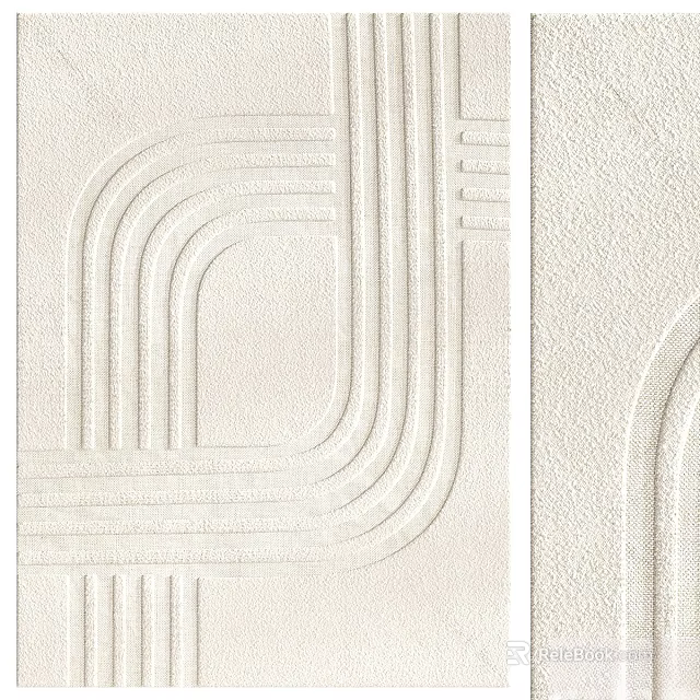 Modern Beige Wall Decor With Curved Lines Linear Patterns And Textured Surface 3d model 