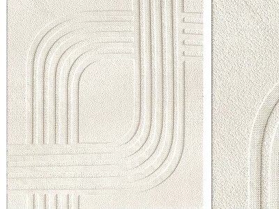 Modern Beige Wall Decor With Curved Lines Linear Patterns And Textured Surface 3d model