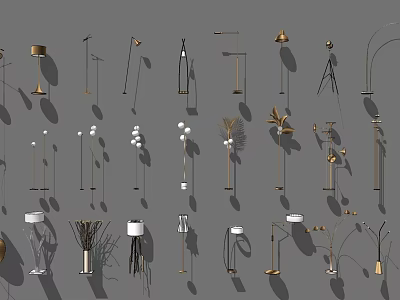 Modern Floor Lamp Designs With Various Styles Shapes And Metallic Bases 3d model