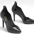 Black High Heels With Patent Leather Material Pointed Toe Design And Slim Heel