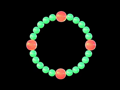 Elegant Beaded Bracelet With Green And Red Beads Arranged In Circular Design For Fashion Jewelry 3d model