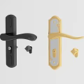 Modern Black and Gold Door Handles with Decorative Plates and Lock Cylinders