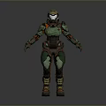 Female Armored Character With Biomechanical Armor And Organic Textures Standing Pose 3D Model Design