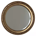Elegant Round Decorative Mirror With Golden Ornate Carved Frame Design
