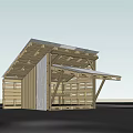 Wooden Structure Building With Sloped Roof Gray Wall And Open Design