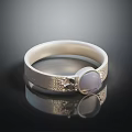 Stylish Silver Ring With Lavender Gemstone And Delicate Engraved Patterns For Fashionable Attire 3d model