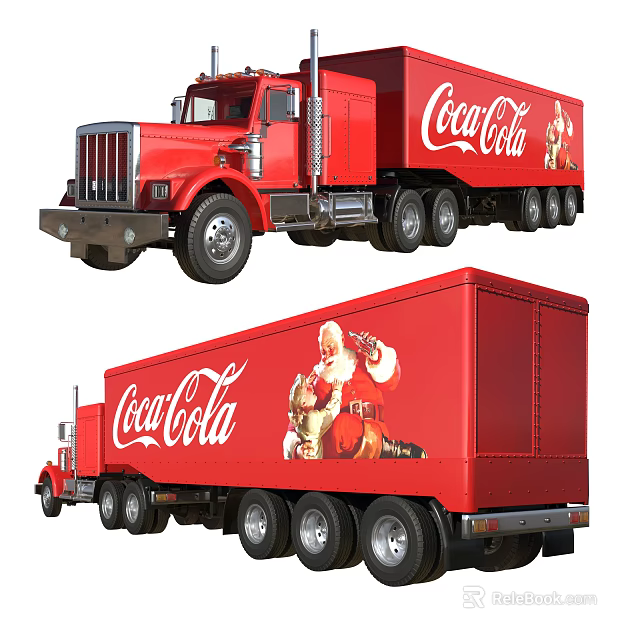 Red Coca-Cola Delivery Truck Functional Vehicle With Santa Claus Design 3d model 