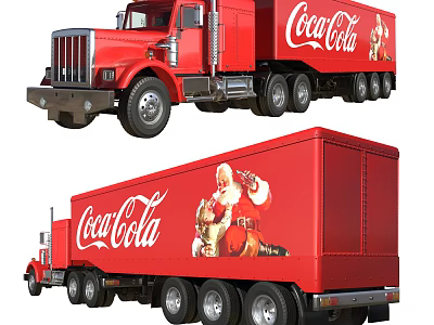 Red Coca-Cola Delivery Truck Functional Vehicle With Santa Claus Design 3d model