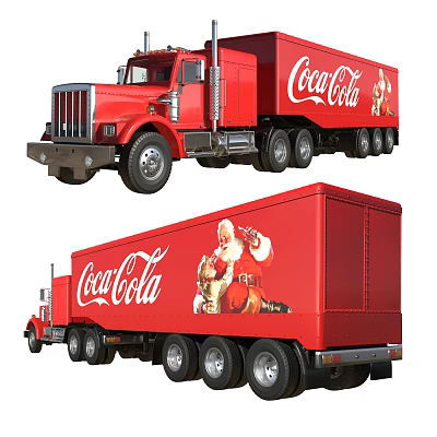 Red Coca-Cola Delivery Truck Functional Vehicle With Santa Claus Design 3d model