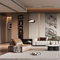 Elegant Modern Living Room Interior With Sofa Coffee Table Floor Lamp And Decorative Painting