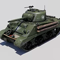 Highly Detailed Green Military Tank With Star Emblem And D3 Number