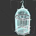 Decorative Ornament Set Featuring Black Metal Birdcage With Hanging Hook And White Beads