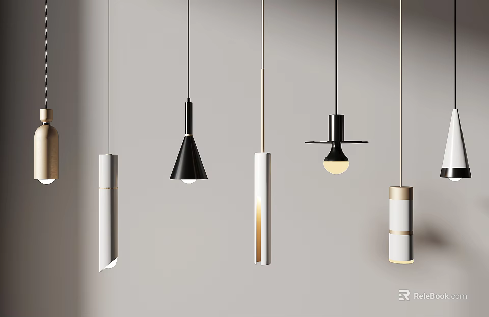 Modern Pendant Lights With Various Shapes And Color Options For Contemporary Home Decor 3d model 