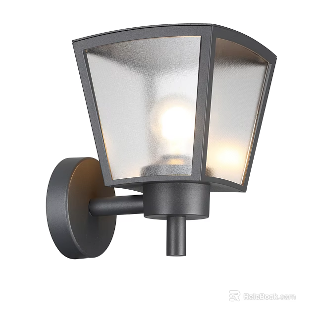 Modern Black Wall Light With Clear Glass Shade And Illuminated Warm Glow 3d model 