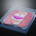 Sliced Meats In Transparent Plastic Container With Sausage Ham And Label