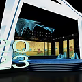 2023 Stage Design With Blue Wave Decor Landscape Screens Steps And Lighting 3d model
