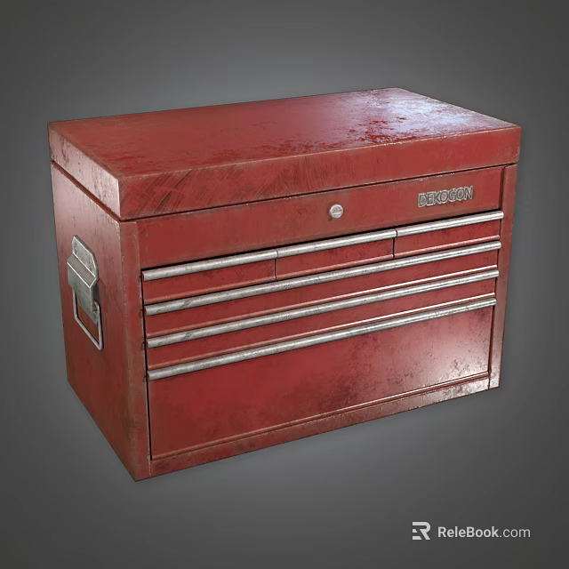 Red BOSCH Hardware Toolbox With Multiple Drawers For Sturdy Practical Storage 3d model 