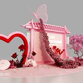 Pink Photo Spot With Butterfly Pavilion Heart Shaped Decor And Romantic Bloom Season