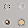 Four Recessed Spotlights on White Ceiling with Warm Light and Modern Design