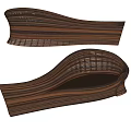 Outdoor Sofa With Wooden Stripes Curved Design And Woven Structure For Garden Use