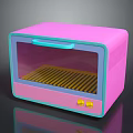 Pink Mini Computer Case With Transparent Door Blue Handle Internal Grille And Yellow Buttons 3d model