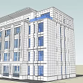 Modern Office Building With White Exterior Blue Windows And Multi Story Design