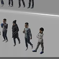 Children in Different Poses Standing Sitting Playing With Ball and Casual Outfits