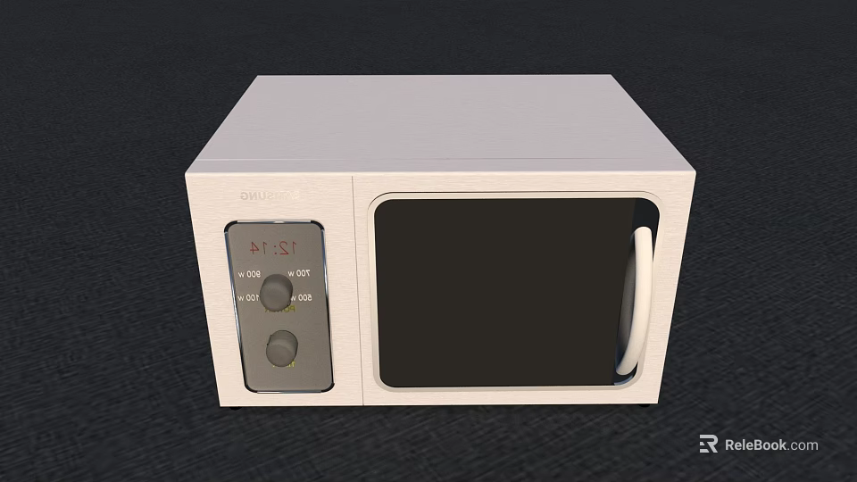 White Modern Kitchen Microwave Appliance With Digital Display And Control Panel 3d model 
