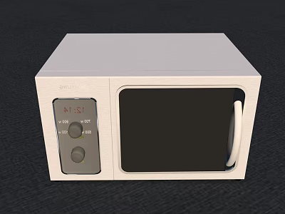 White Modern Kitchen Microwave Appliance With Digital Display And Control Panel 3d model