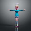 Game Movie Character Blonde Hair Pink Glasses Blue Adidas Sweatshirt Blue Shorts Striped Socks Pink Shoes