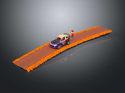 Toy Racing Car With Mario Character On Orange Track Surface 3d model