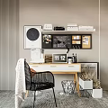 Modern desk and chair computer desk and chair desk and chair combination 3d model