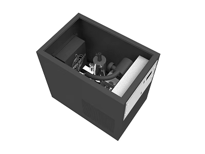 Square Industrial Equipment With Black Casing And Internal Mechanical Parts 3d model
