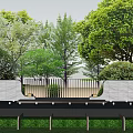 Modern Garden Feature Wall With Lush Trees And Water Reflection In Landscape Design