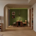 Log Middle Ancient Guest Restaurant Sofa Bookcase Bucket Cabinet Dining Table and Chair Chandelier Floor Lamp 3d model
