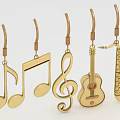 Golden Music Themed Earrings Featuring Music Note Treble Clef Guitar Saxophone Shapes Fashion Accessory