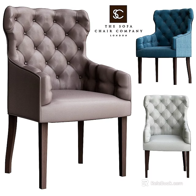 Stylish Tufted Stools Featuring Armrests Wooden Legs And Various Colors In Elegant Design 3d model 