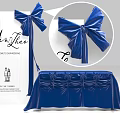 Check in Table With Blue Tablecloth And Bow Decoration For Event Ceremony