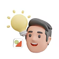 The Man With Bright Idea Light Bulb And Colorful Geometric Shapes Design Concept
