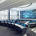 Comprehensive Command Hall of Modern Monitoring Room 3d model
