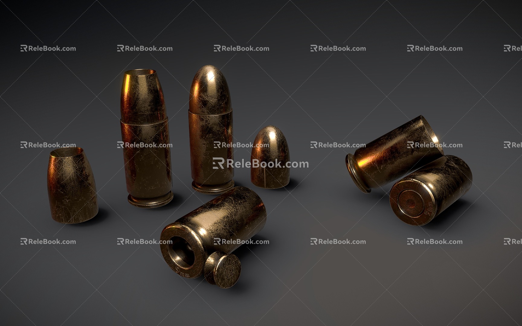 9mm bullet shell warhead 3d model