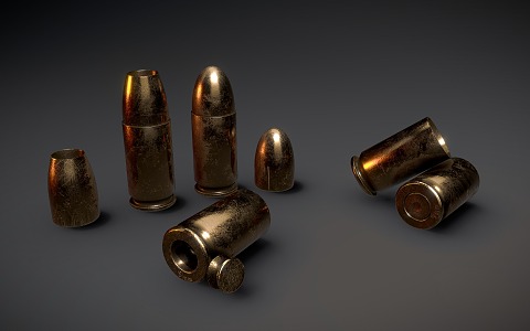 9mm bullet shell warhead 3d model