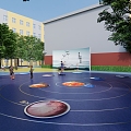 modern school campus landscape 3d model