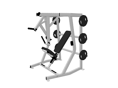 Commercial Gym Fitness Equipment with Metal Frame Weight Plates and Adjustable Black Seat 3d model