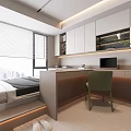 Modern Tatami Bedroom Interior Design With Multifunctional Desk Chair Storage Cabinets And Natural Light