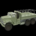 Green Military Style Six Wheel Utility Truck With Open Cargo Bed And Metal Railings