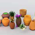 Garden Ornaments Featuring Terracotta Pots Vases Colorful Flowers And Potted Plants