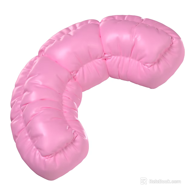 Soft Pink Curved Inflated Balloon with Wrinkled Surface and Unique Design 3d model 