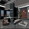 Modern Boutique Store Interior Design With Sofa Glass Coffee Table Green Plant And Display Shelves